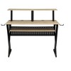 Vynxaria Modern Music Recording Studio Desk - Natural Oak Finish, 61-Key Keyboard Tray, Earphone Rack, Cable Holes, 47"L Top Shelf - 4 of 4