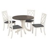 ChicFurnit Dining Sets Round Wood Table Set with Cross Back Upholstered Chairs for Kitchen Dining Room, White and Brown, 41.3"*20"*19.6" - 2 of 4