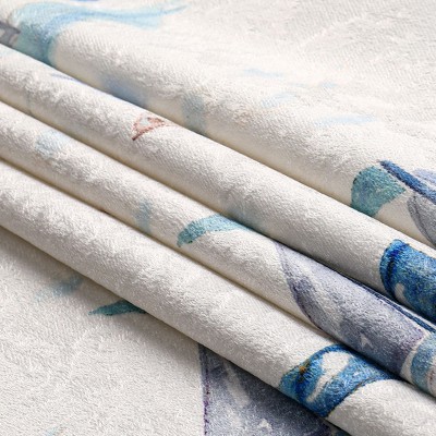 Maritime Blues Coastal Sailboats and Fish Fabric Shower Curtain, 72" x 72"