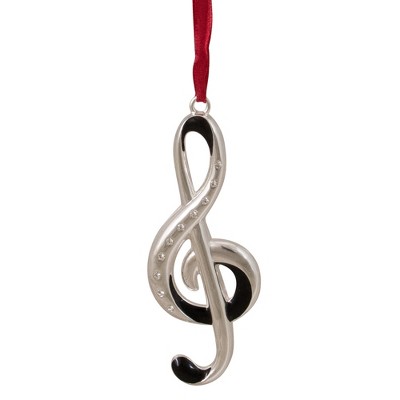 Northlight 4" Silver and Red Clef Music Note European Crystals Christmas Ornament