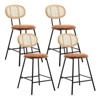 FONTOI Counter Stools Set of 4 with Rattan Backrest, Metal Bar Stools for Kitchen Island Home, Brown, 17.9"*36.8"*19.1" - 4 of 4