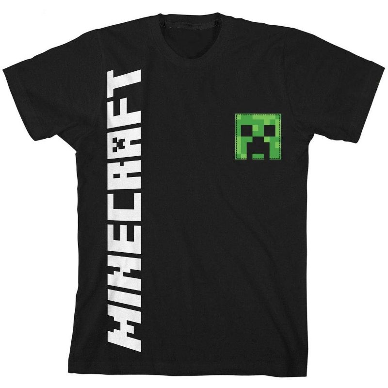Minecraft Creeper Boys Black T-shirt, 1 of 2