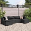 vidaXL 6 Piece Patio Lounge Set with Cushions Black Poly Rattan - 2 of 4