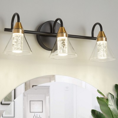 POWLIG 3 - Light LED Dimmable Bathroom Vanity Light With Crystal Bubbles