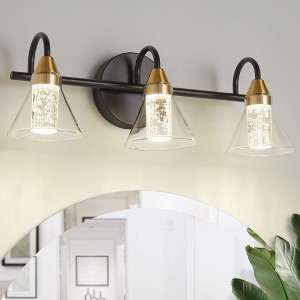 POWLIG 3 - Light LED Dimmable Bathroom Vanity Light With Crystal Bubbles - 1 of 4
