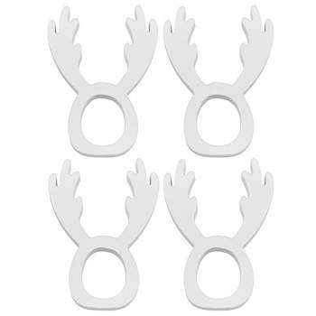 AuldHome Design Christmas Reindeer Napkin Rings, 4pk; Wooden Holiday Napkin Holder Rings
