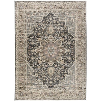 Feizy - Grayson Bohemian & Eclectic Medallion, Black/gray/ivory, 4'-11 ...