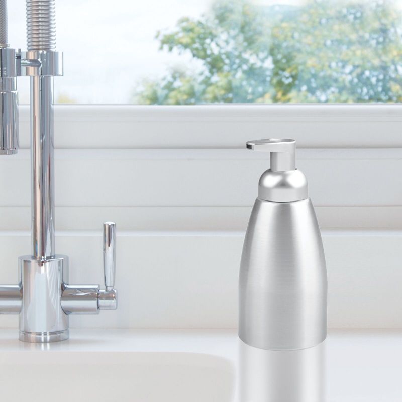 mDesign Aluminum Foaming Soap Dispenser Pump Bottle, 4 Pack - Brushed/Silver, 3 of 8