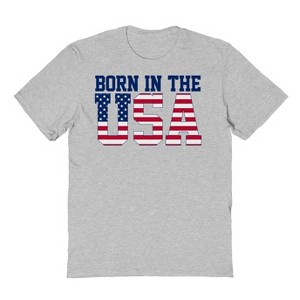 Rerun Island Men's Born In The Usa Flag Logo White Americana 4Th Of July Short Sleeve Graphic Cotton T-Shirt - 1 of 4