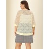 Agnes Orinda Women's Plus Size Elegant 3/4 Sleeve Open Front Lace Lightweight Cardigans - 4 of 4