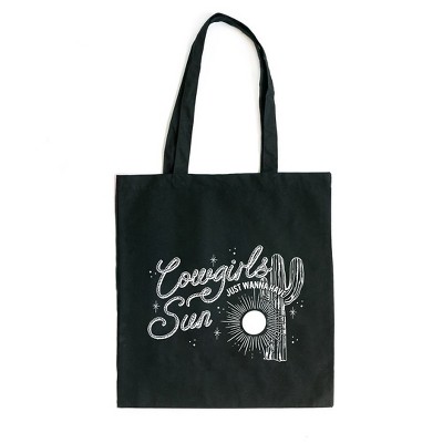 City Creek Prints Cowgirls Wanna Have Sun Canvas Tote Bag - 15x16 - Black