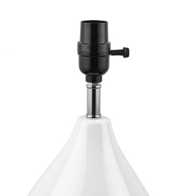 Liora 19" White and Silver Ceramic Table Lamp Set