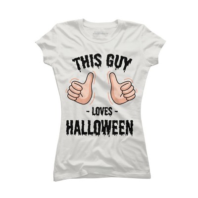 Junior's Design By Humans This Guy Loves Halloween By MultimediaOne T-Shirt