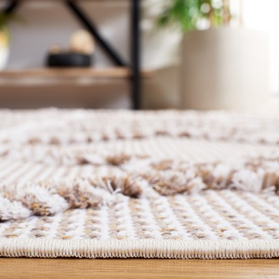 Ivory Beige Flat Woven Synthetic Square Rug 54" x 54"