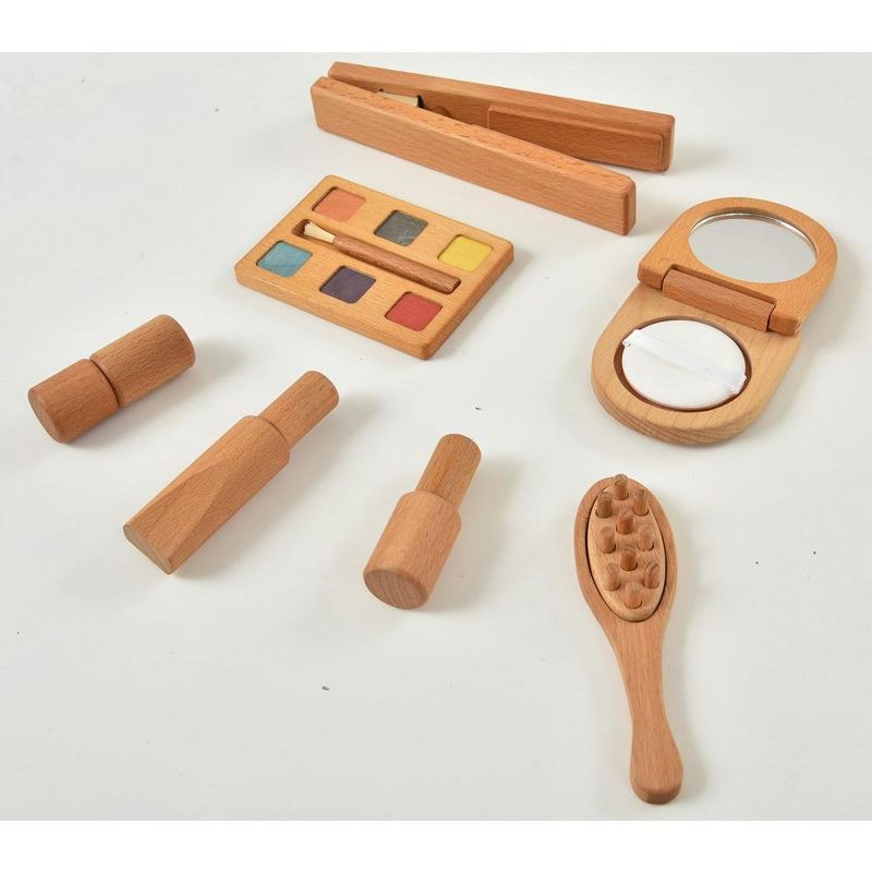 Avenlur Wood Cosmetic 7-in-1 Makeup Kit for Pretend Play, 2 of 9