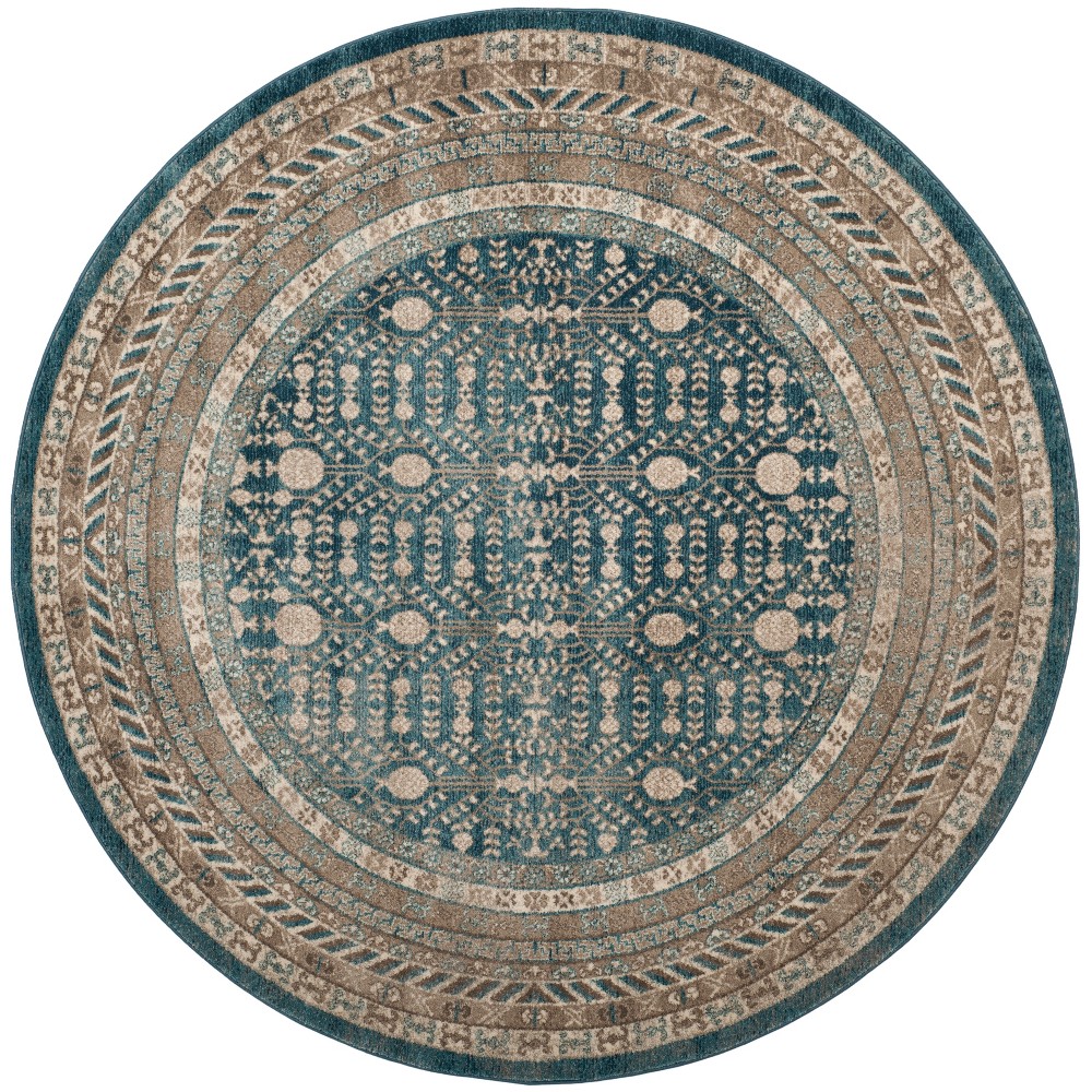 6'7in Shapes Loomed Round Area Rug Blue/Beige - Safavieh