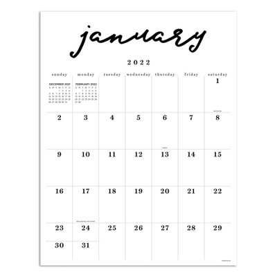 2022 Wall Calendar Monthly Handwritten Script Art Poster - The Time Factory