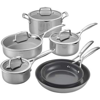 ZWILLING 10pc Stainless Steel Ceramic Nonstick Cookware Set, Clad CFX –  Premium Home Source