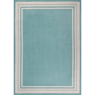 Modern Ivory Stripe 5' x 8' Synthetic Indoor/Outdoor Rug