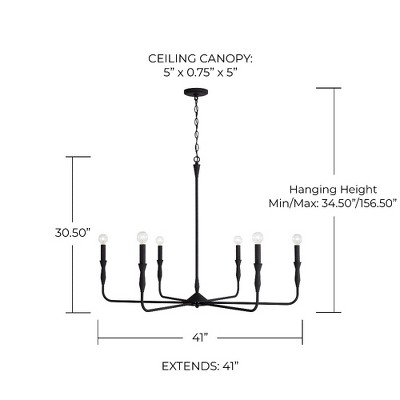 Capital Lighting Paloma 6 - Light Chandelier in  Textured Black