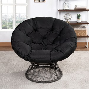 Home Imports Emporium Wicker Papasan Chair with Oversized Cushion & Swivel Base – Indoor Round Lounge Chair for Bedroom or Covered Patio - 1 of 4
