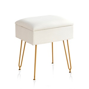Bencmate Accent Chairs, Makeup Vanity Stool for Makeup Room, Foot Stool for Living Room, Bedroom, White, 16.5"*12.6"*19.3" - 1 of 4