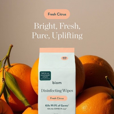 Biom Plastic Free Plant Based Disinfecting Wipes - Variety - 3pk/180ct: Ammonia-Free, Paraben-Free, Mint Scent