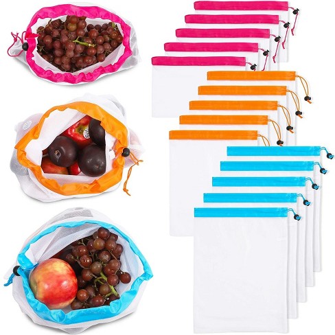 zak aanklager Vervagen Juvale 18-pack Reusable Mesh Produce Bags, Washable Food Fruit Vegetable  Storage Bags Eco Friendly, 3 Colors, 3 Sizes : Target