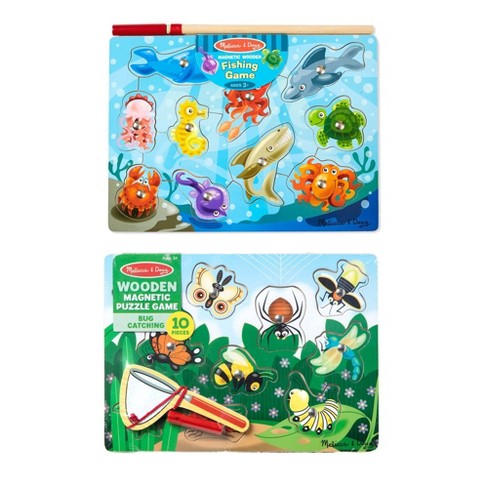 Wooden Magnetic Fish Toys Kids Educational Fishing Magnet Puzzle Game Xmas Gift 