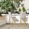 Ridstar Set of 2 Velvet Bar Stool with Metal Legs, Button Tufting & Tassel Trim-Gray - 2 of 4