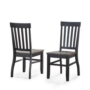 Steve Silver Co. 18" Set of 2 Raven Noir Side Chair Black/Driftwood: Farmhouse Style, Slat Back, Hardwood Frame - 1 of 4