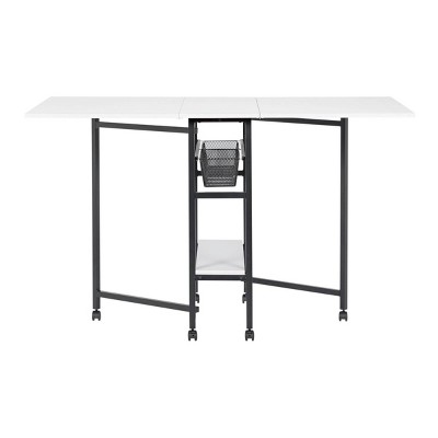Black and White Metal Folding Craft Table with Storage