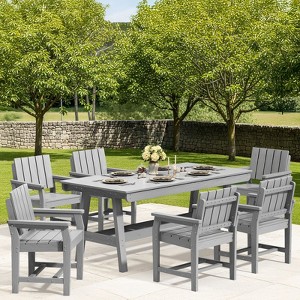 Hyleory HDPE Outdoor Dining Set, 7-Piece Patio Table and Chairs Set, Weather-Resistant Dining Furniture for Garden, Deck, or Patio - 1 of 4