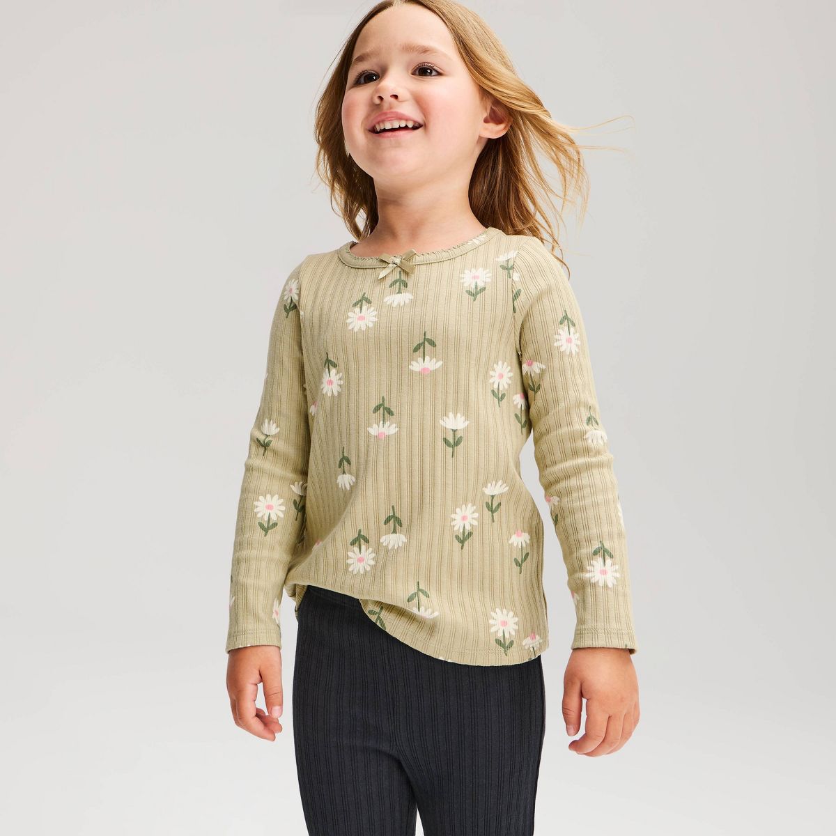 Toddler Girls' Ribbed Long Sleeve T-Shirt - Cat & Jack™ - thumbnail 7