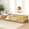 YONWAY Full Size Floor Bed for Kids with Fence and Door, Low Montessori, Bed Sturdy Slat Suppor, for Kids Boys Girls, no noise - 2 of 4