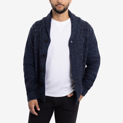 X Ray Men s Shawl Collar Cable Knit Cardigan In Navy Size Large Target