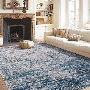 Washable Rugs 4x7 Non-Slip ¨C Vintage Distressed Low Pile Area Rug Fade Resistant Machine Woven Carpet with Classic Aged Design - 1 of 4