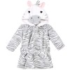 Hudson Baby Infant Girls 2Pc Plush Animal Face Bathrobe, Pig Gray Zebra, 0-9 Months - 3 of 3