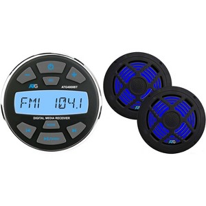 ATG Marine Audio Bundle Gauge Mount Radio with Bluetooth and 6.5" Black Marine RGB LED Speakers - 1 of 4