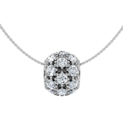 Pompeii3 1ct Diamond Pave Puff Slide Pendant 10K White Gold Necklace