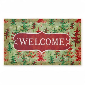 Stupell Industries Antique Welcome Whimsical Trees Printed Outdoor Door Mat, design by Tim Coffey, 18"x30" - 1 of 4