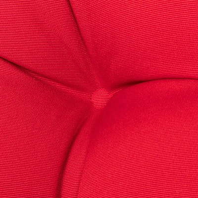 Red Polyfiber Tufted Patio Chair Cushion with Ties