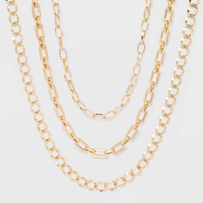 Photo 1 of Chain Link Necklace 3pc - A New Day Gold