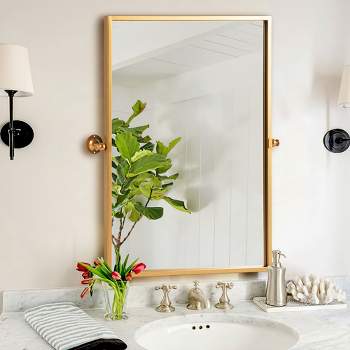 Webster 38"x26" Pivoting Rectangle Bathroom Mirror Tilt Metal Framed Vanity Mirrors for Wall Hanging - The Pop Home