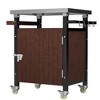 NAYSAYE Bar Serving Cart Outdoor Grill Cart with Stainless Steel Tabletop for Patio Kitchen , Brown, 32.4"*18.7"*34.7" - 3 of 4