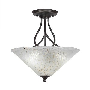 Toltec Lighting Capri 3 - Light Flush Mount in  Dark Granite with 16" Gold Ice Shade - 1 of 1