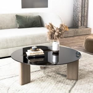 SEVOBAL Coffee Tables Round Glass Table Top For Living Room, Office, Tabletop Only, Anti-Impact, Heat-Resistant Glass, Black, 35.83"*35.83"*0.24" - 1 of 4