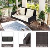 ELJGET 2-Person Hanging Porch Swing Wicker Bench with Beige Cushion for Patio, Backyard - 3 of 4