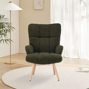 FERPIT Accent Chair Wingback Design with Rubberwood Legs & Levelers - 1 of 4
