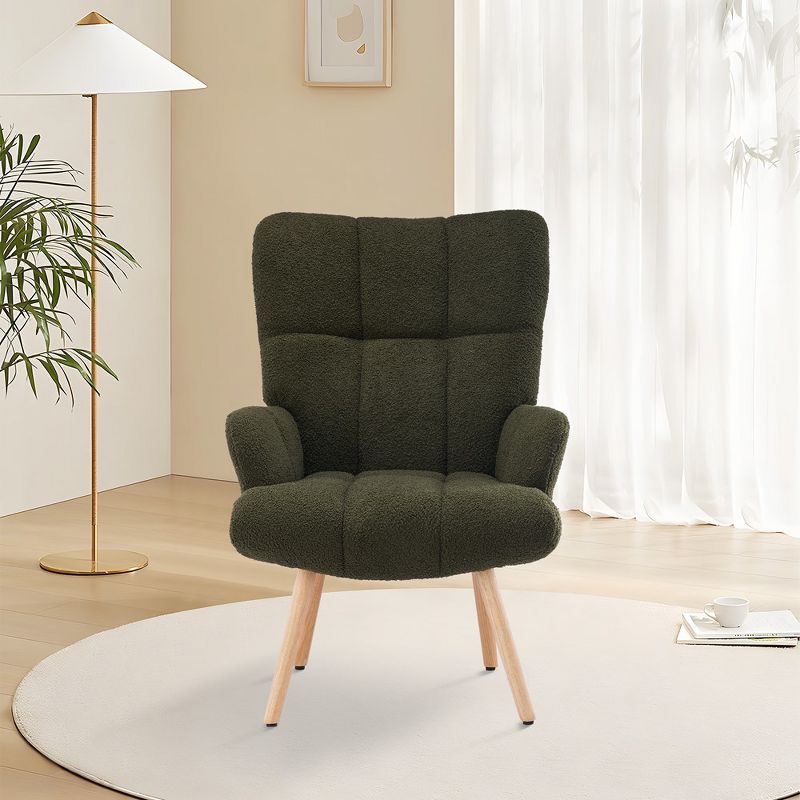 FERPIT Accent Chair Wingback Design with Rubberwood Legs & Levelers, 1 of 6